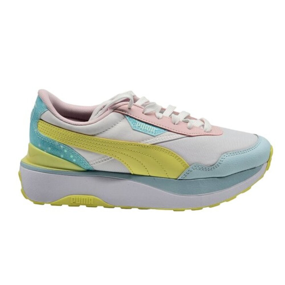 Puma Cruise Rider P0p Gltch Lace Up‎ Youth Girls White Sneakers Shoes Size 7C